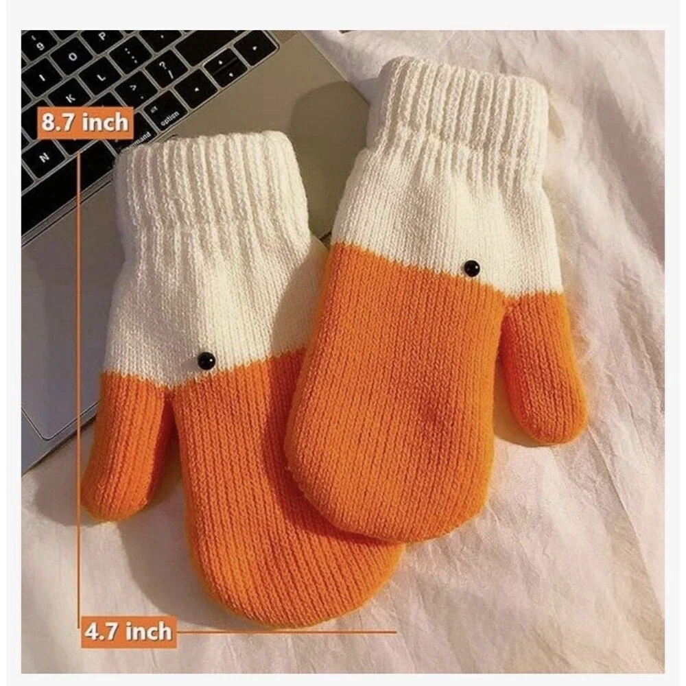 Silly Goose Gloves Winter Funny Novelty Animals Women Cute Knitted gloves 2 pack